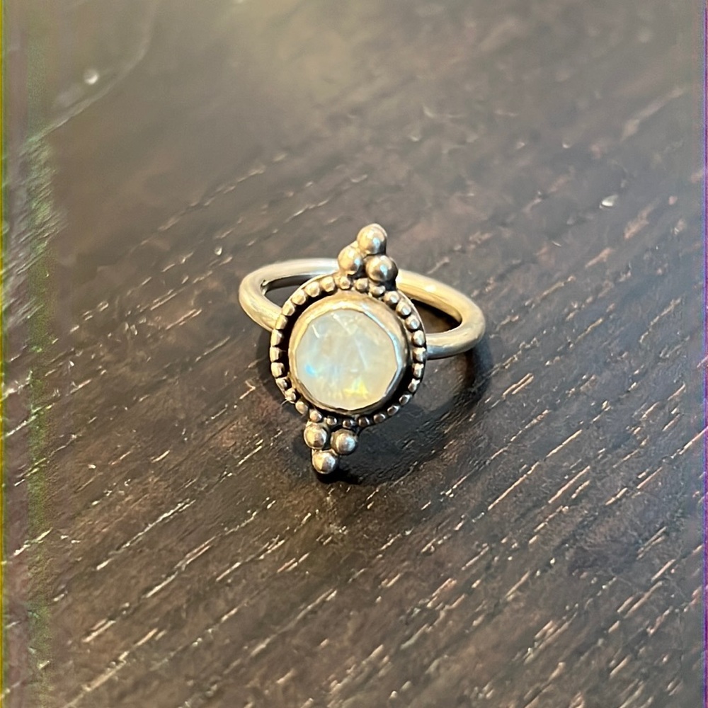Sterling Silver Rainbow Moonstone Statement Ring - image 1